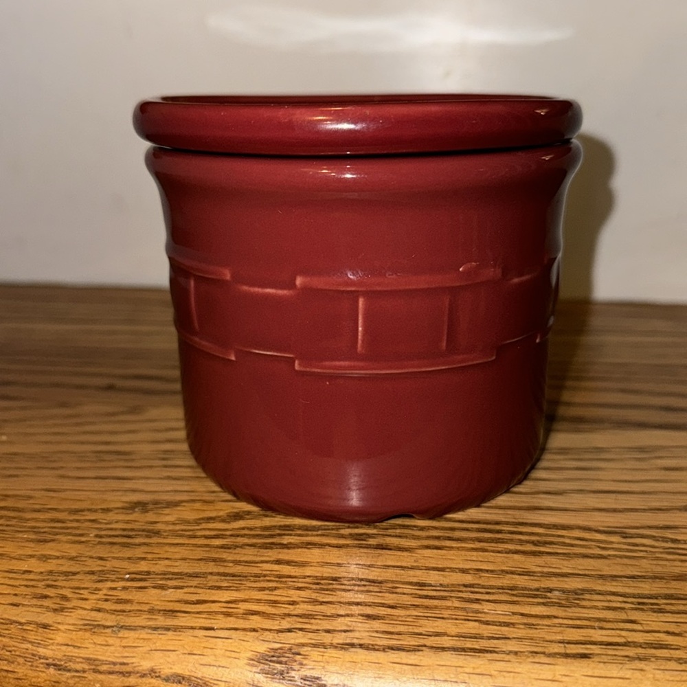 Vintage Paprika Longaberger Baskets‎ Woven Traditions 1Pint Ceramic Crock w/Lid